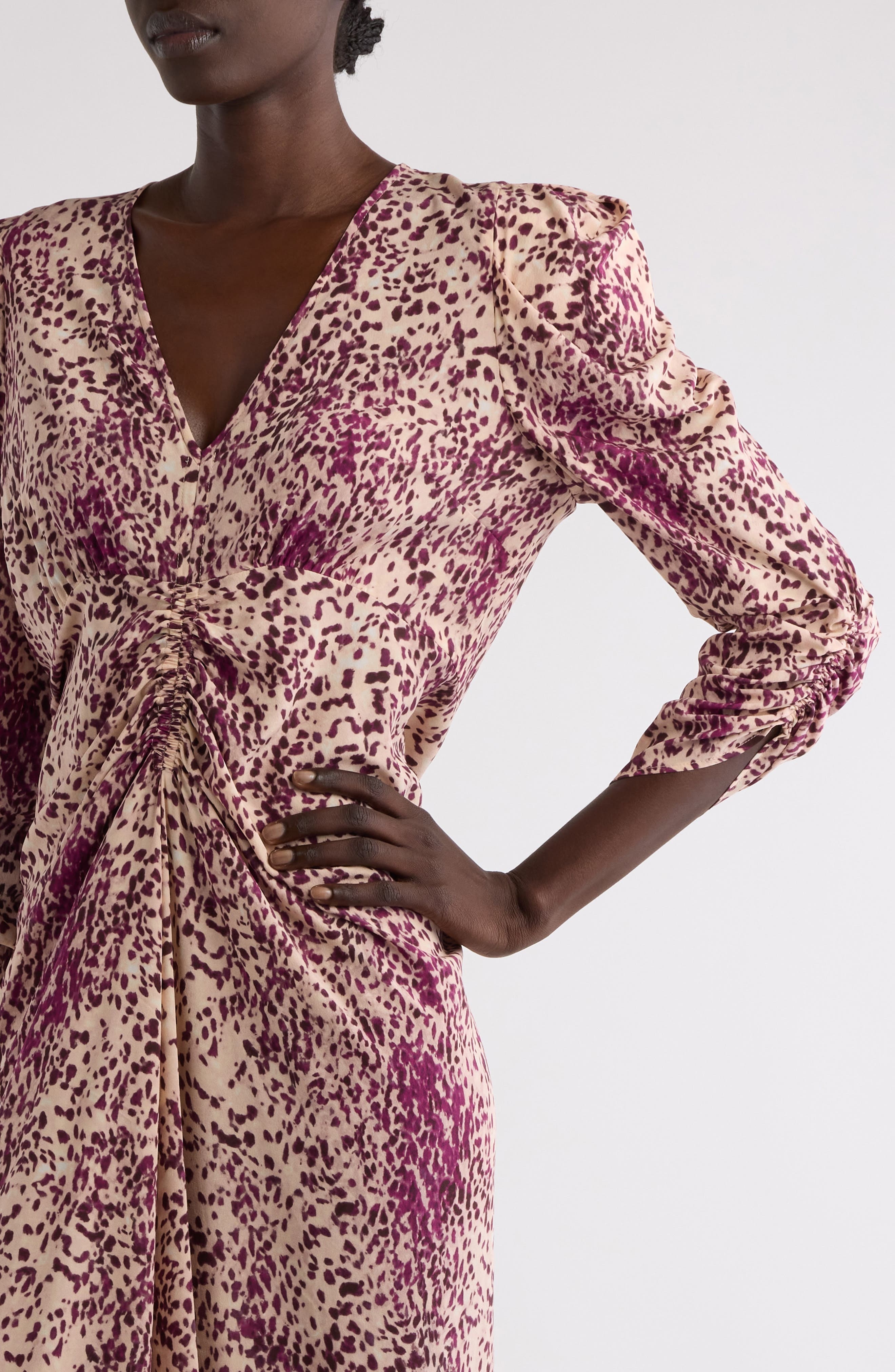 Isabel Marant Albini Stretch Silk Midi Dress in Purple/Ecru at Nordstrom - 4