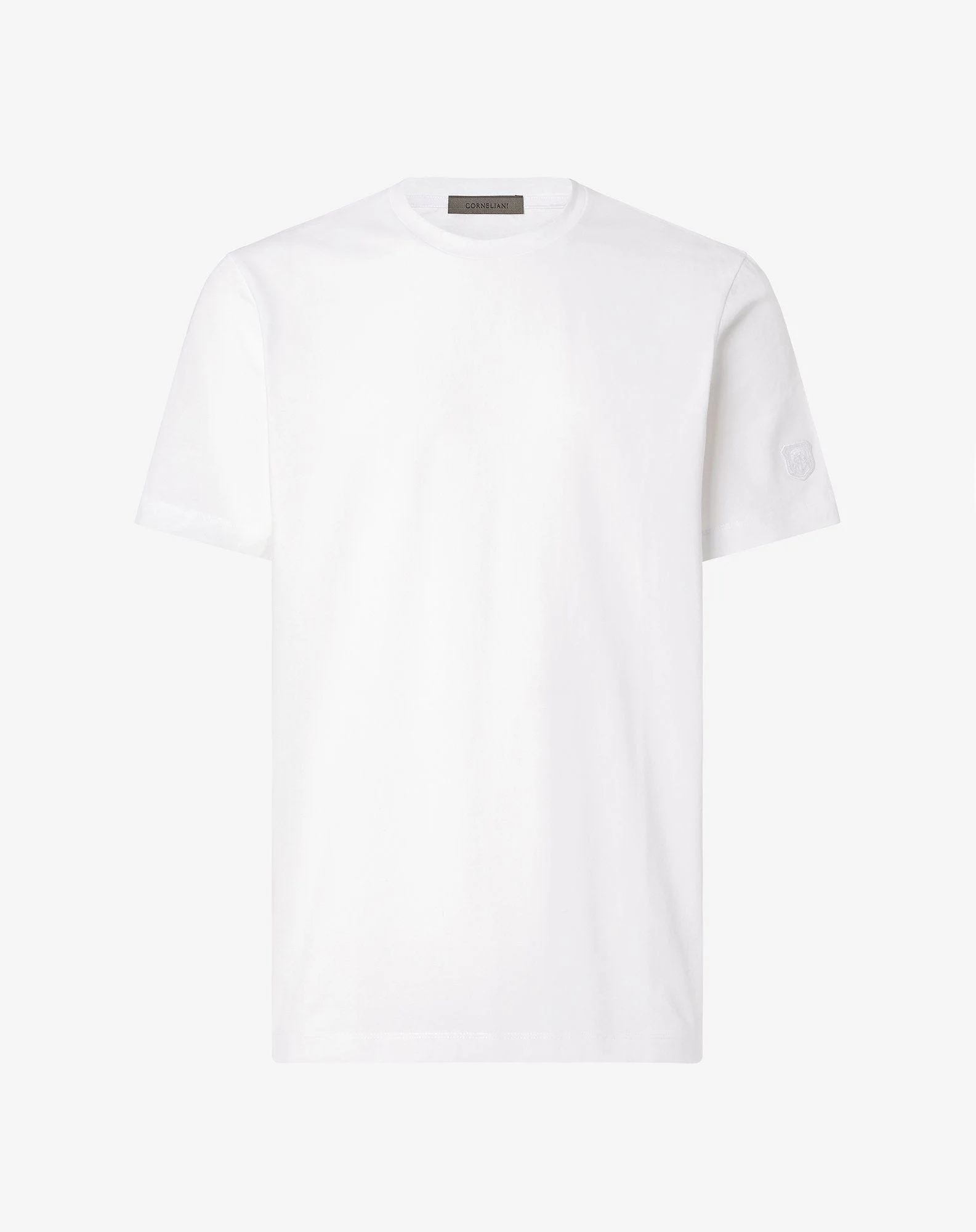 White crew neck stretch cotton jersey t-shirt - 1