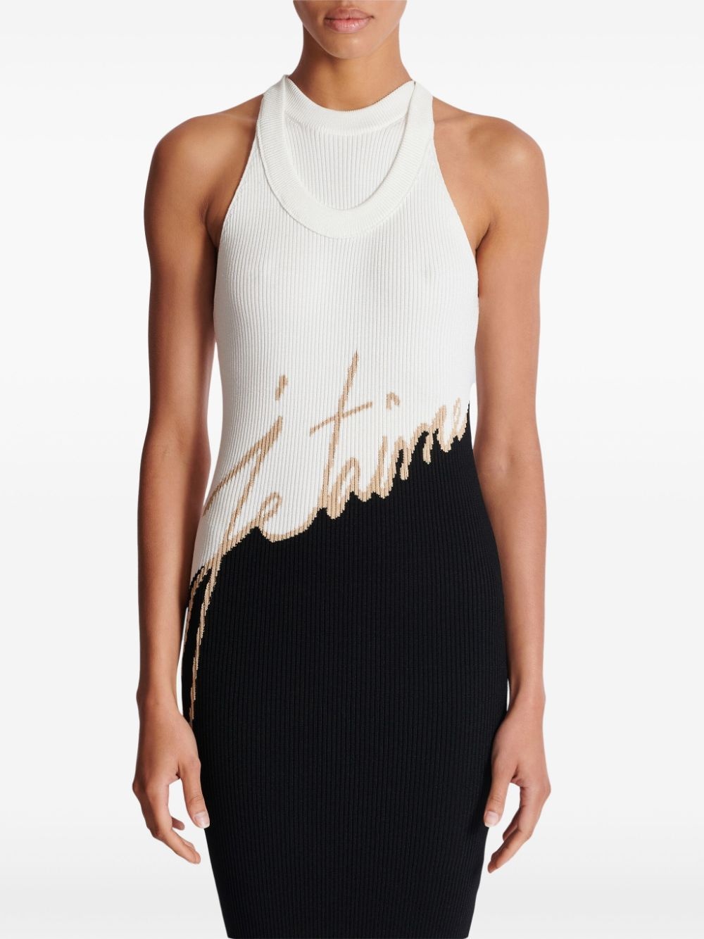 intarsia-knit logo midi dress - 4