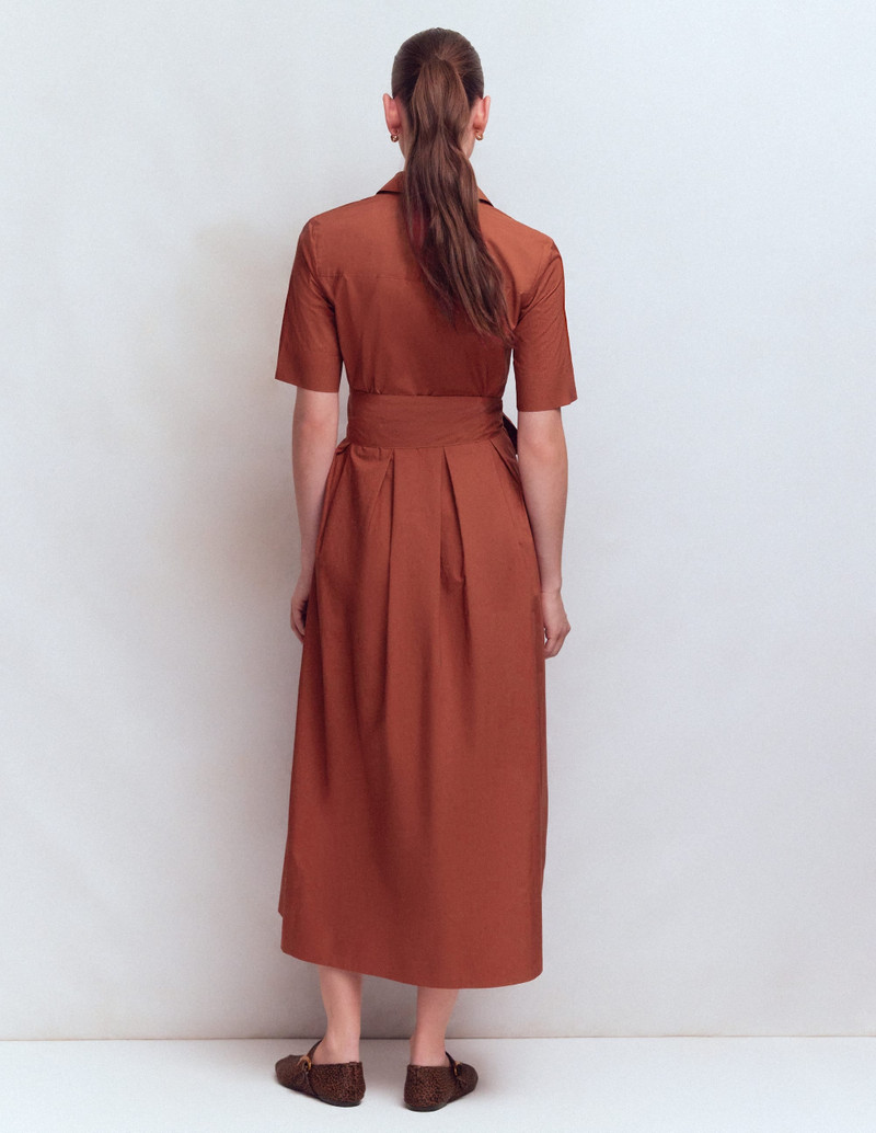 Zoe Short Sleeve Shirt Dress-Burnt Orange 4