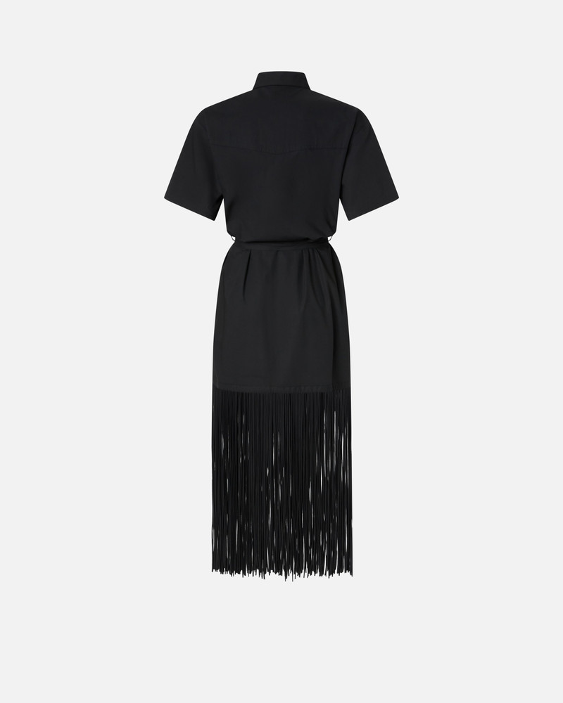 PINKO LONG SHIRT DRESS WITH FRINGING AND METALLIC DETAILS outlook