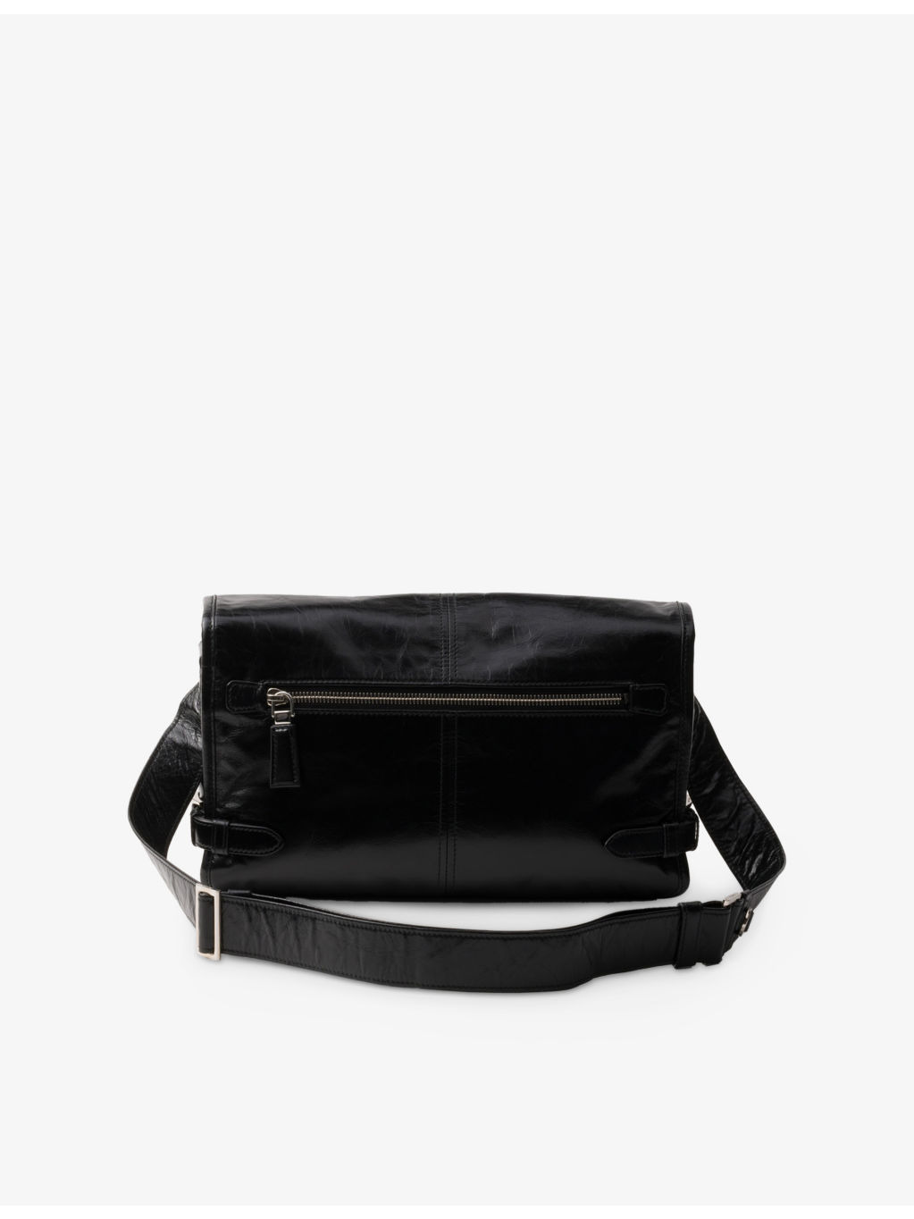 Branded-Plaque Patent-Leather Shoulder Bag - 5