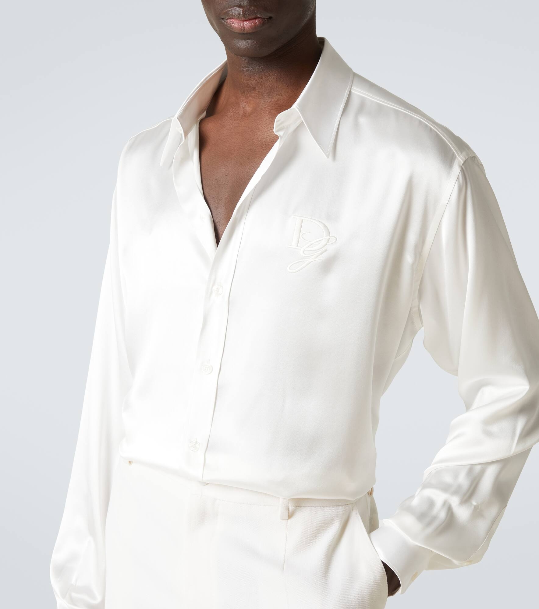 Silk satin tuxedo shirt - 5