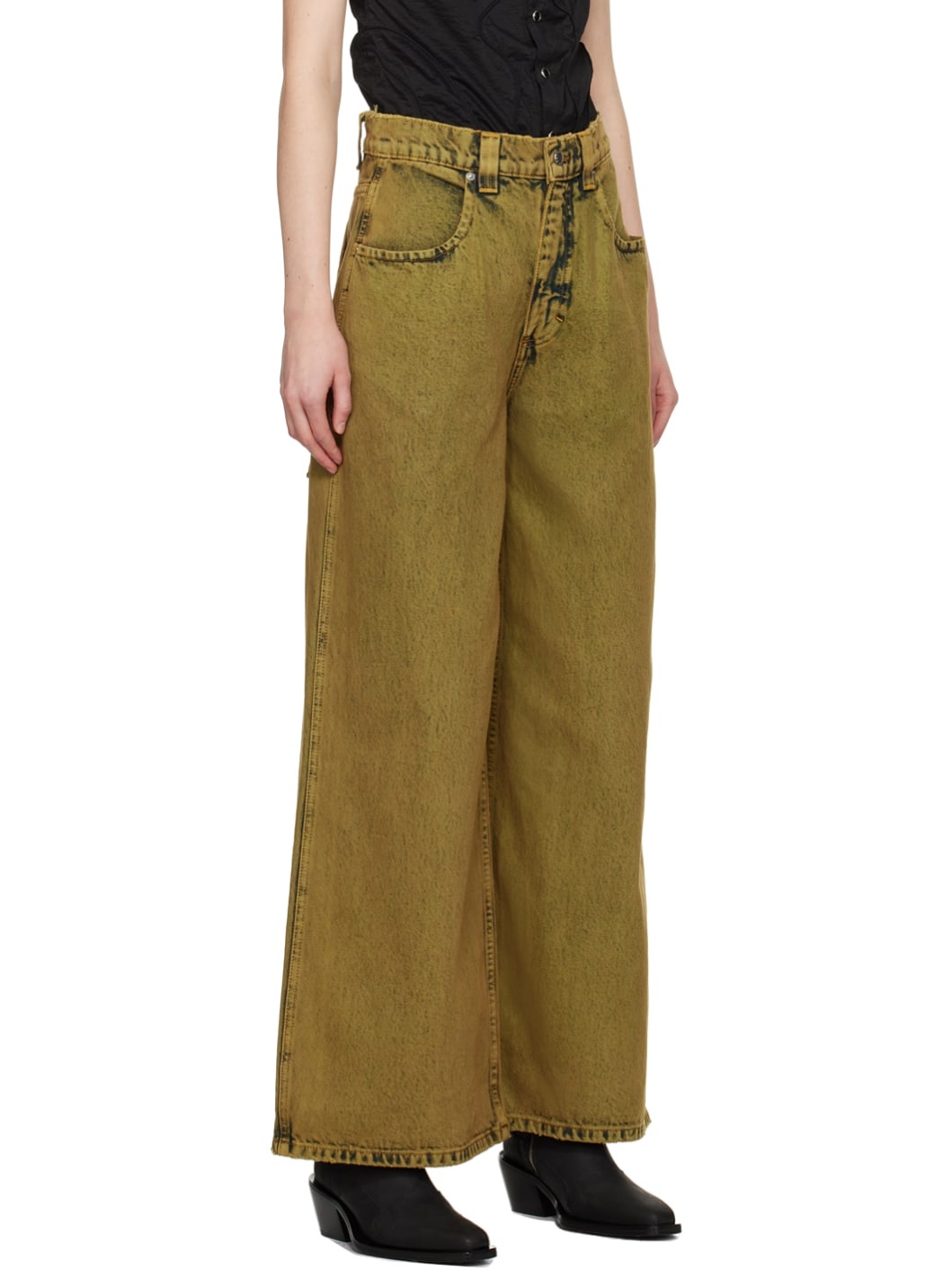 Khaki Ultra Wide Leg Jeans - 2