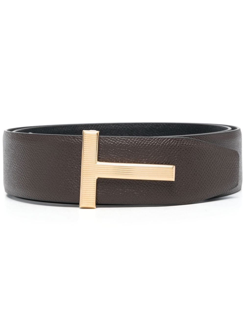 logo-plaque leather belt - 1