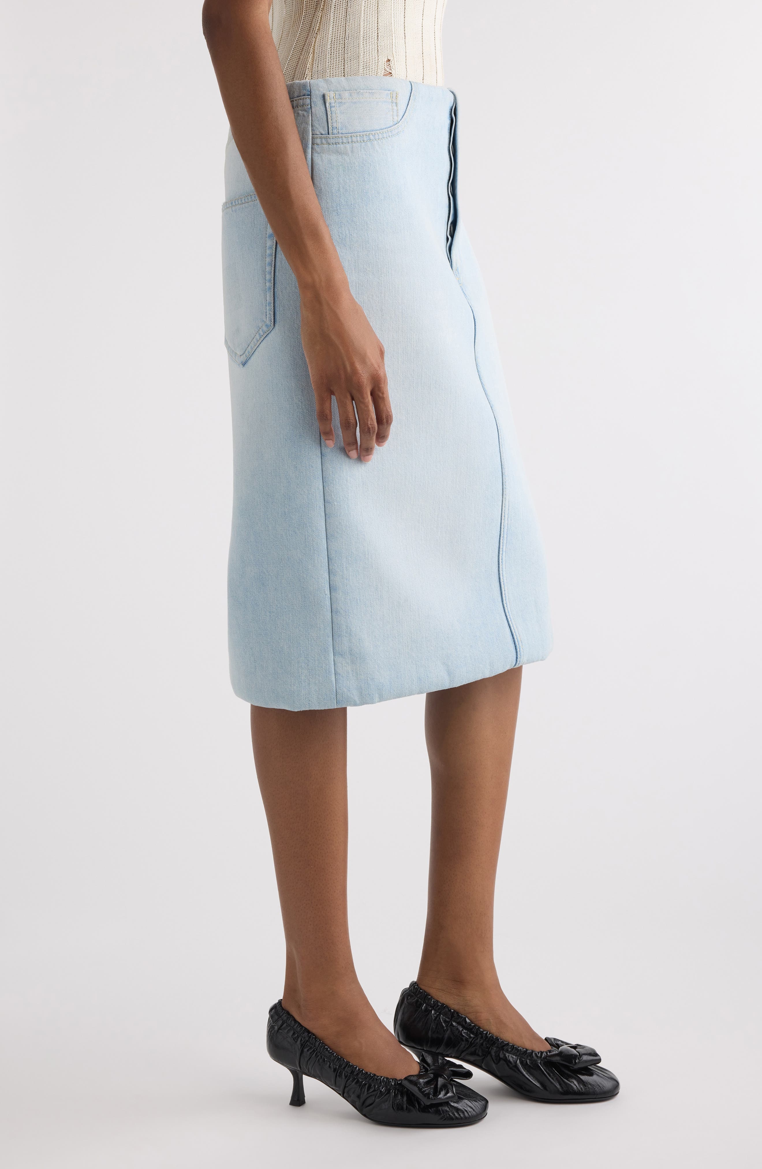 Acne Studios Iriam Padded Denim Skirt in Light Blue at Nordstrom - 4