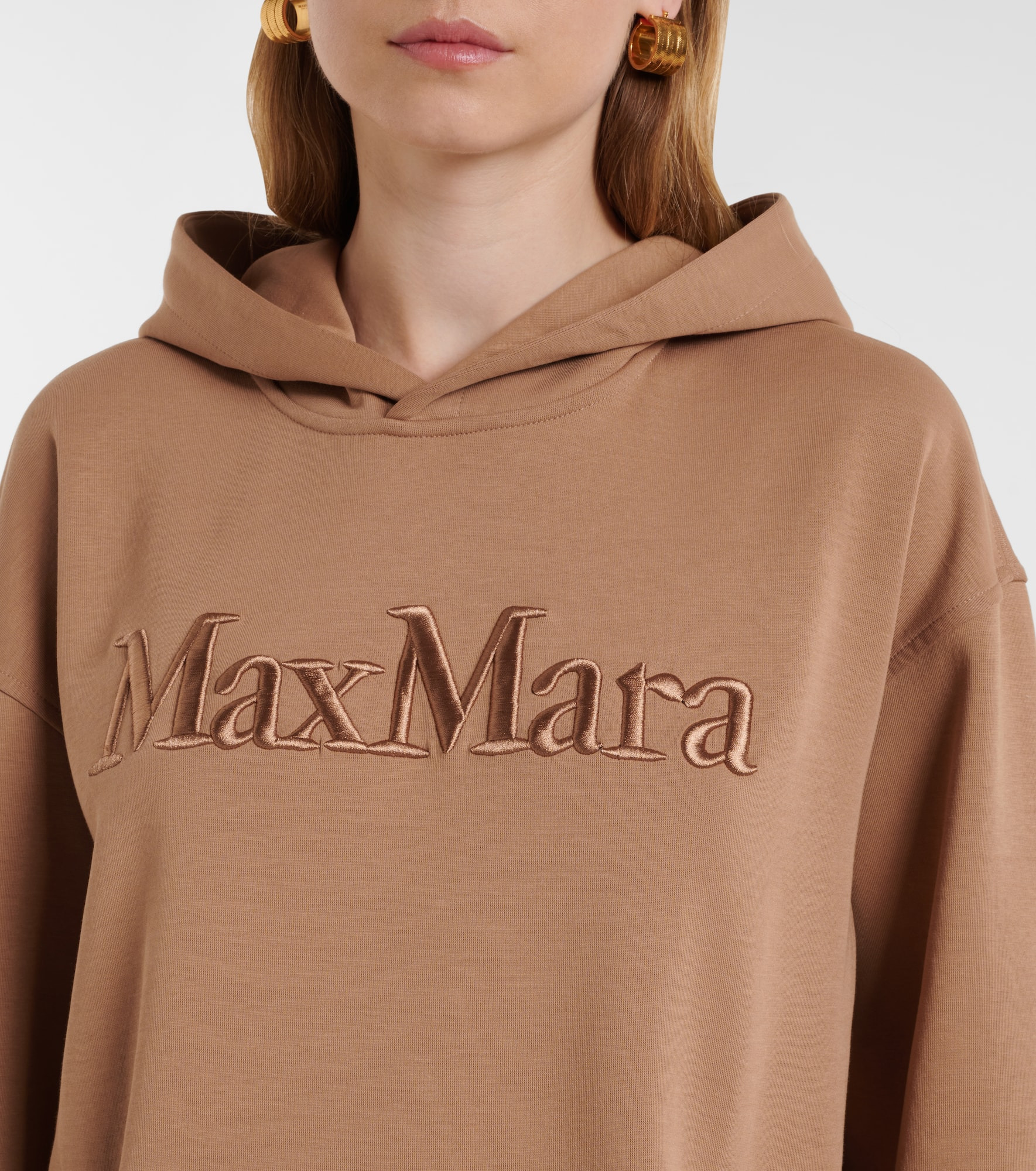 Logo embroidered cotton-blend hoodie - 4