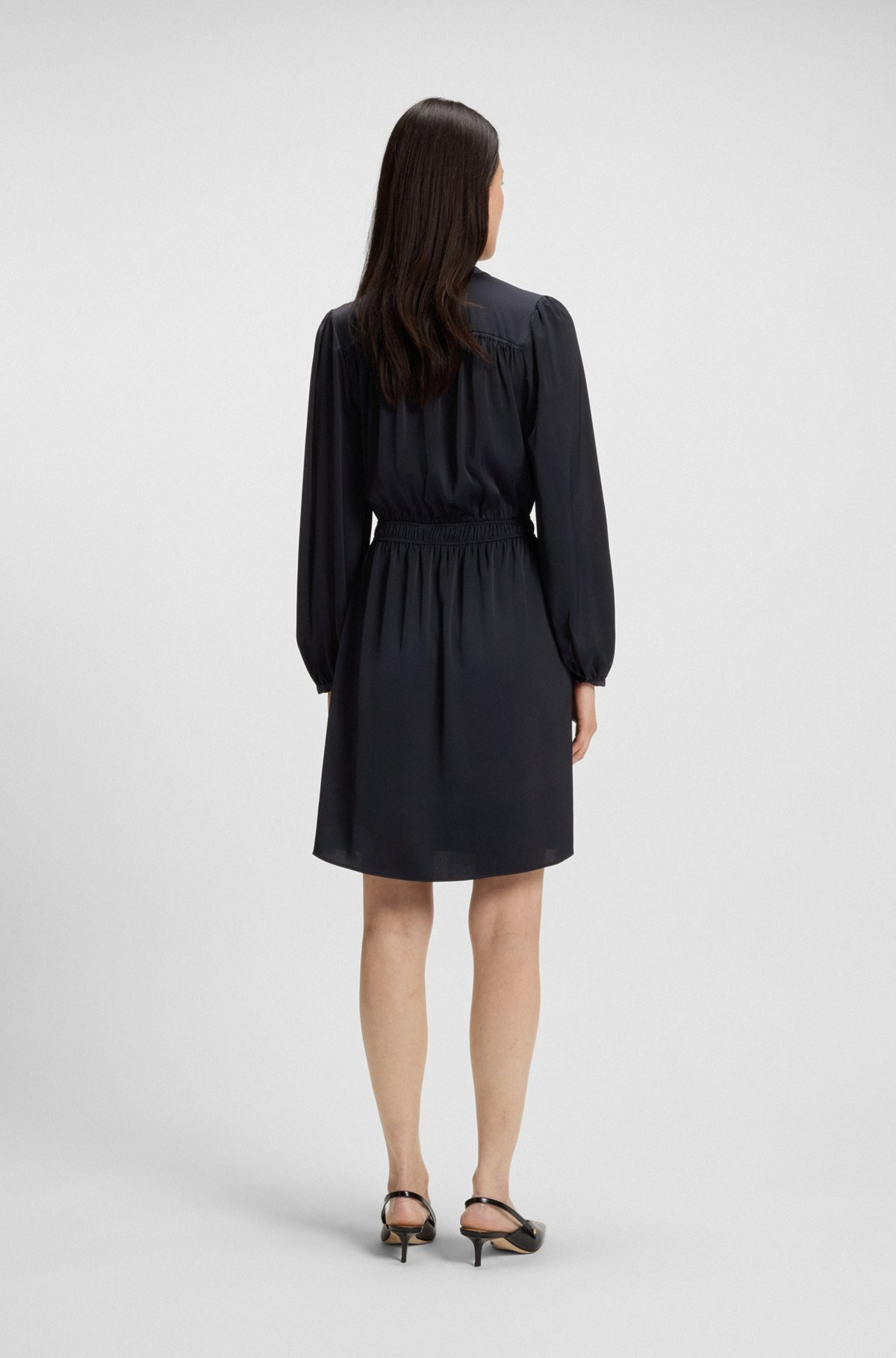 CRINKLE-SATIN MINI DRESS WITH GATHERED DETAILS - 4