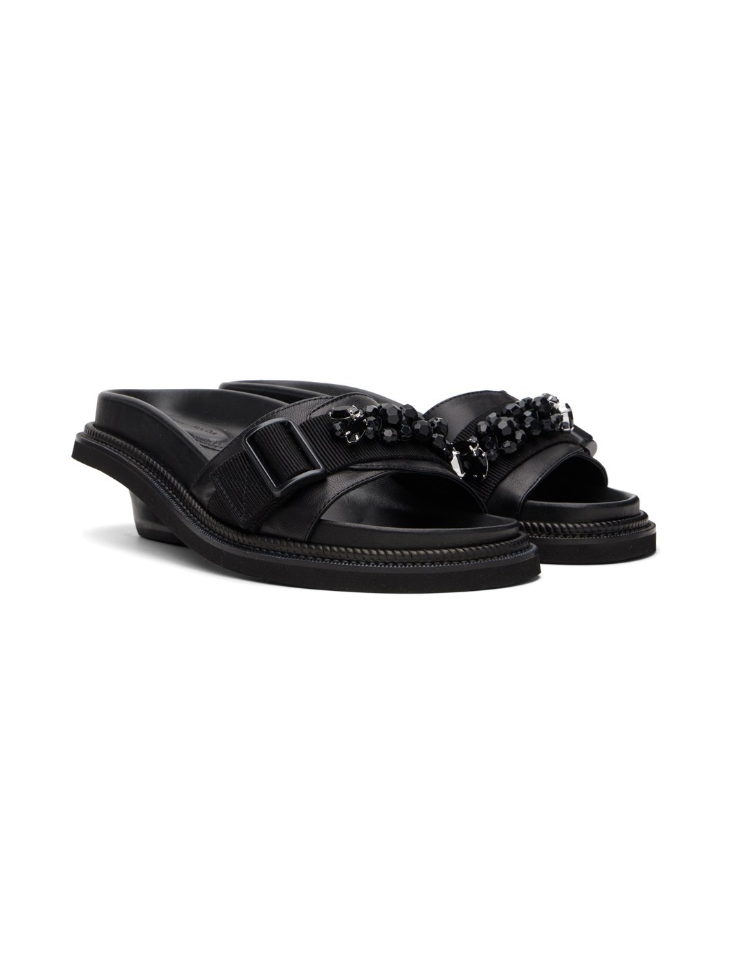 Black Embellished Slides - 4