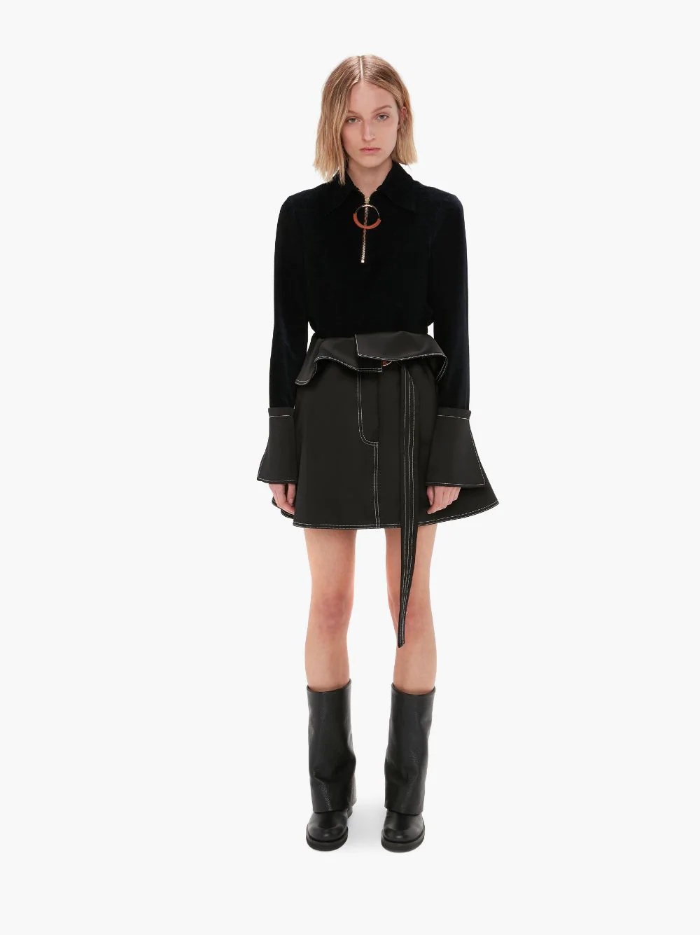 FOLDOVER WAIST MINI SKIRT - 2