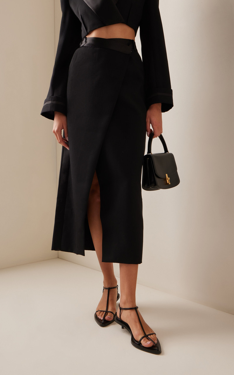 Clarisse Satin Combo Overlap Maxi Skirt black 3