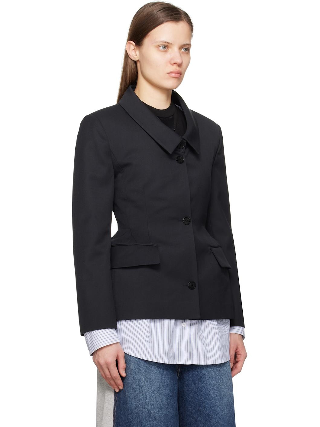 Navy Wool Reversible Blazer - 2