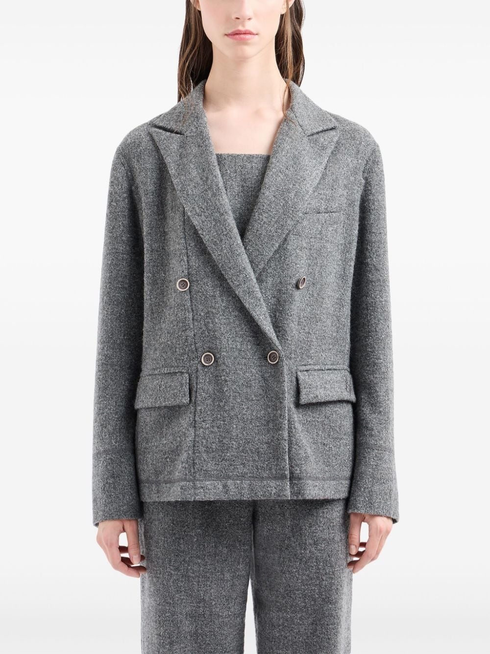 mélange double-breasted blazer - 2