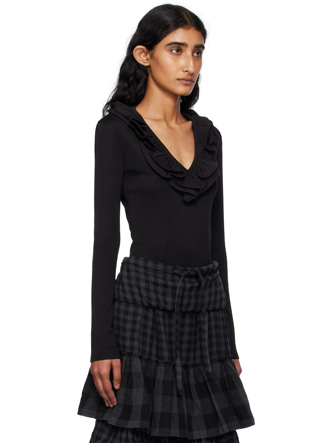 Black Ruffle Bodysuit - 2