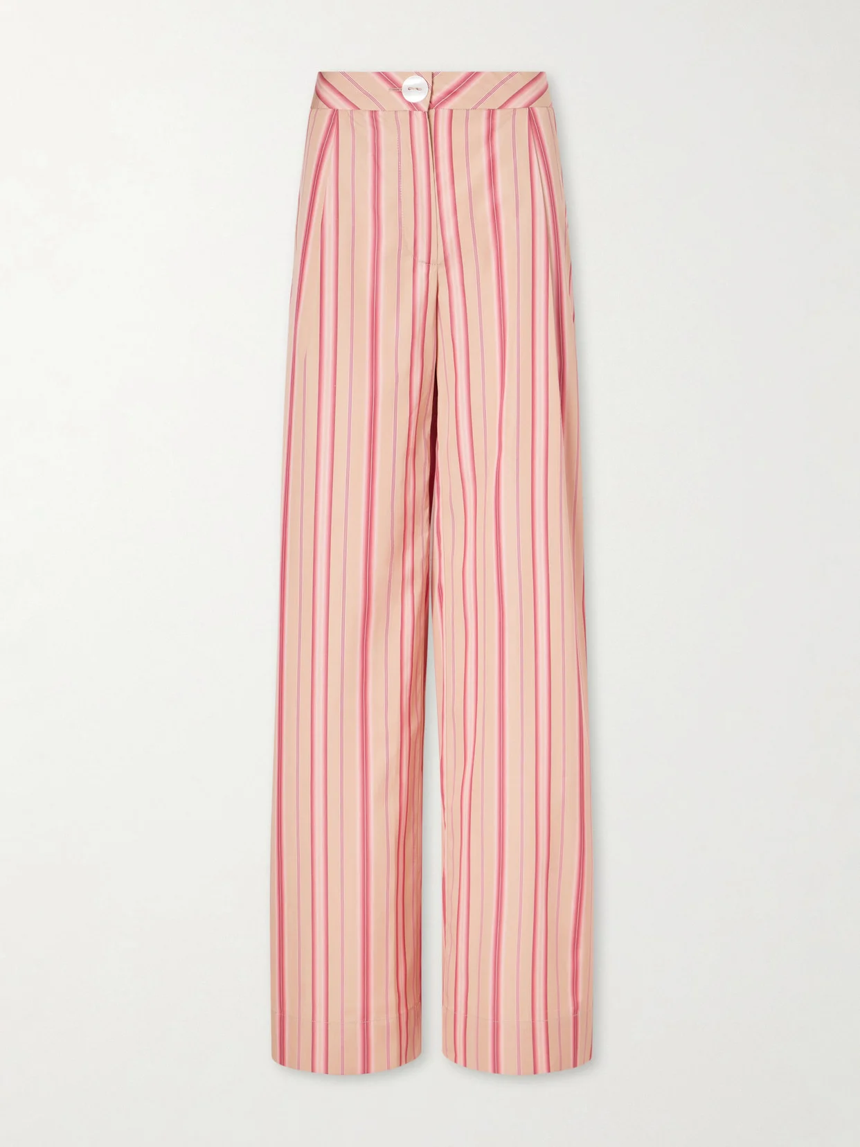 Loulou Pleated Striped Cotton-poplin Wide-leg Pants - 1
