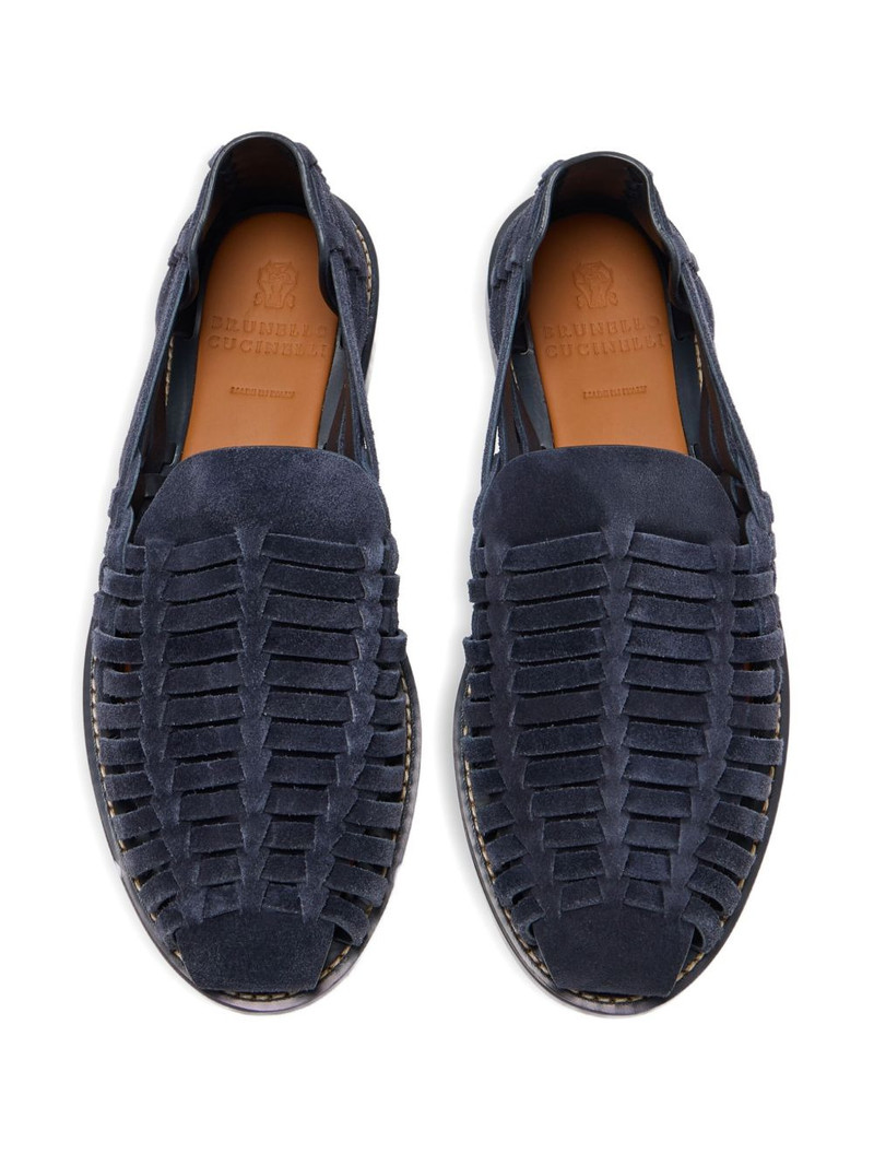 Brunello Cucinelli woven suede loafers outlook