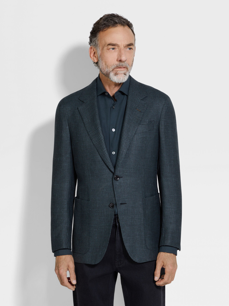 DARK GREEN CASHMERE SILK AND LINEN JACKET 4