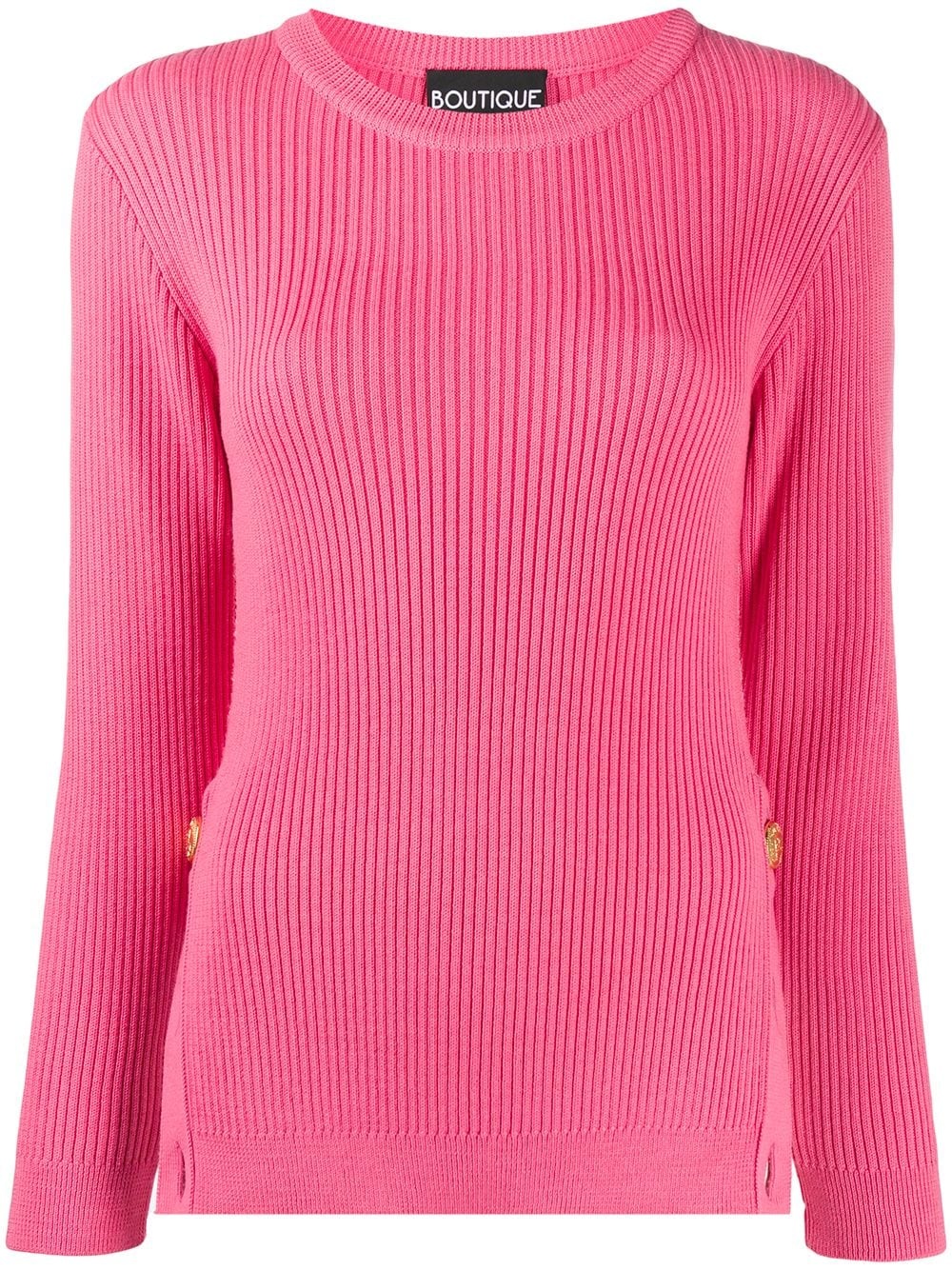 ribbed knit side-slit jumper - 1