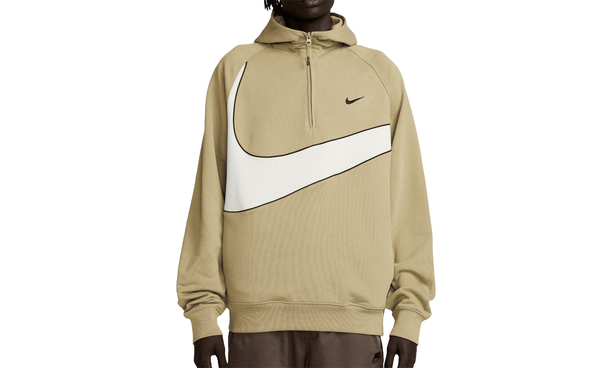 Swoosh 1/2-zip Fleece Hoodie Mens Style "Green/Black" - 2