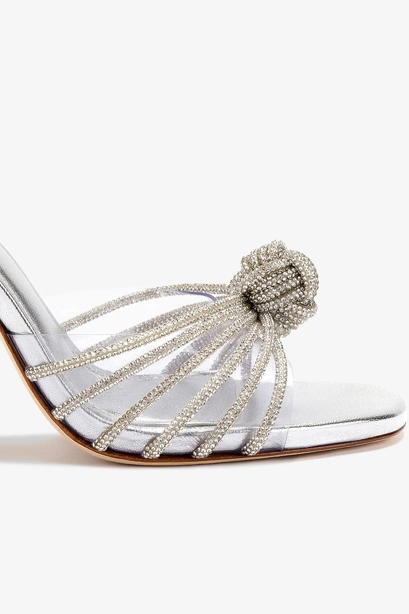 Valerie Crystal Slingback Sandal In Silver Metallic Leather 4