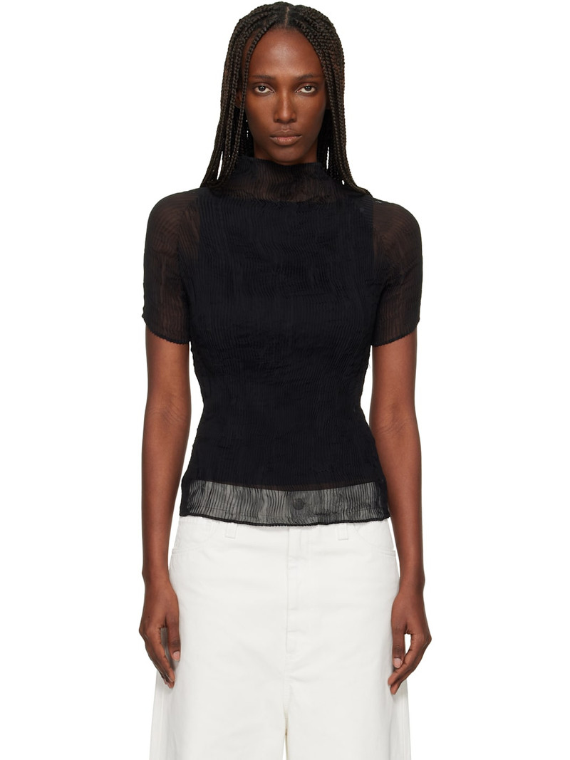 Black Chiffon Twist T-shirt 1