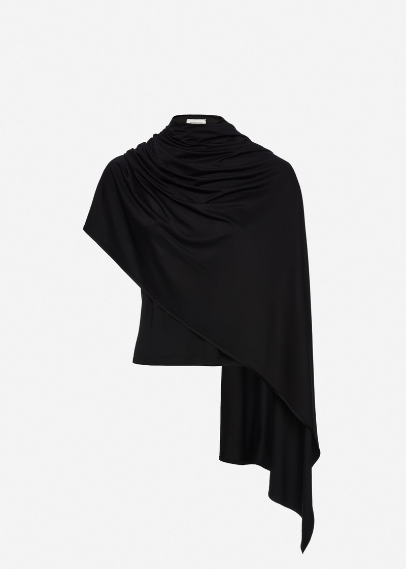 Fitted t-shirt with scarf in black 1