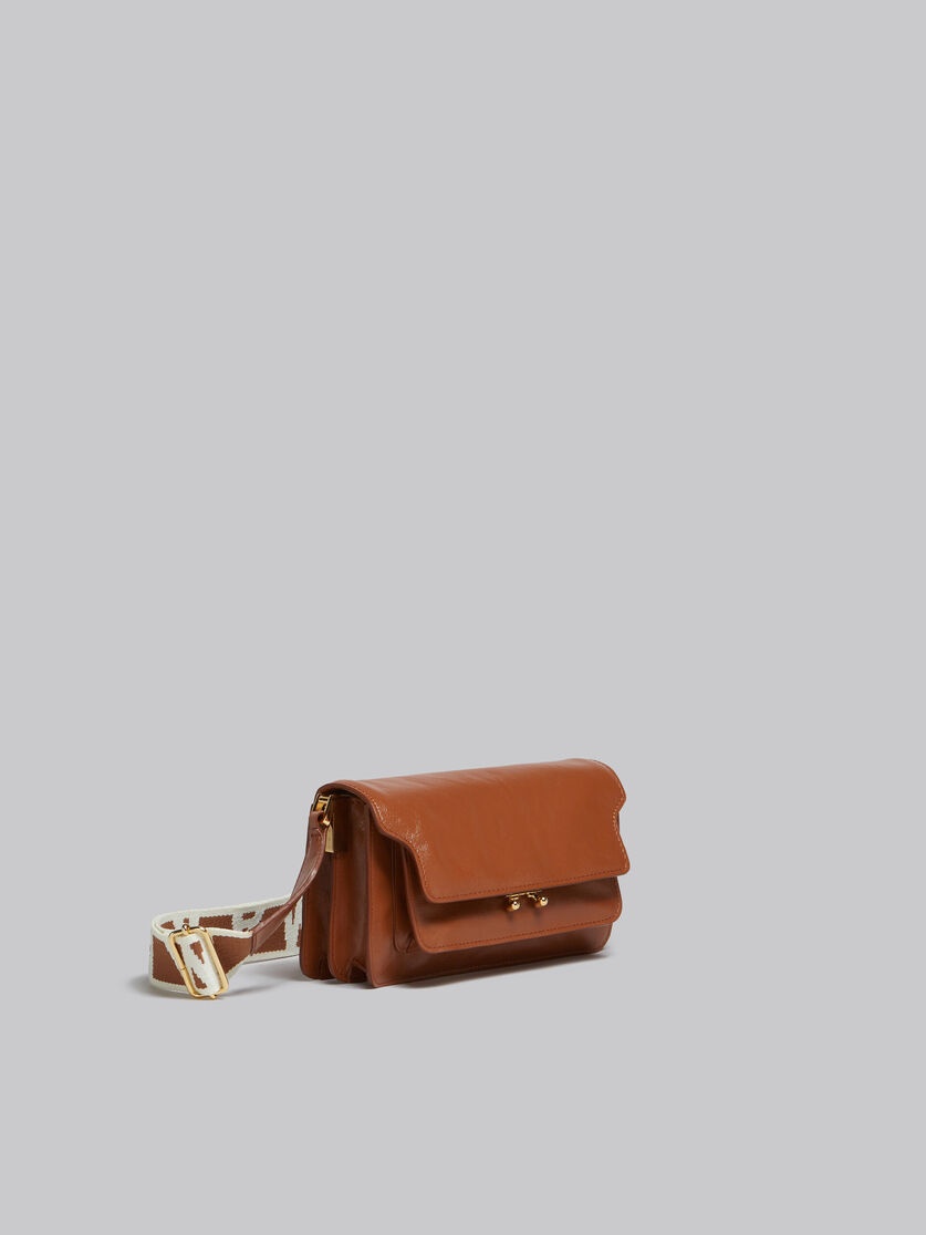 BROWN LEATHER E/W SOFT TRUNK BAG WITH LOGO STRAP - 5