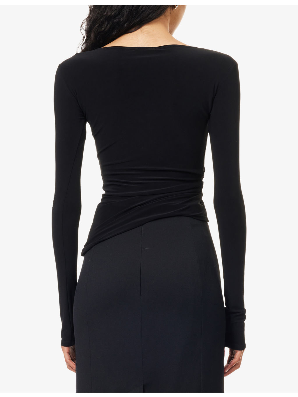 Claw Draped Long-Sleeve Jersey Top - 4