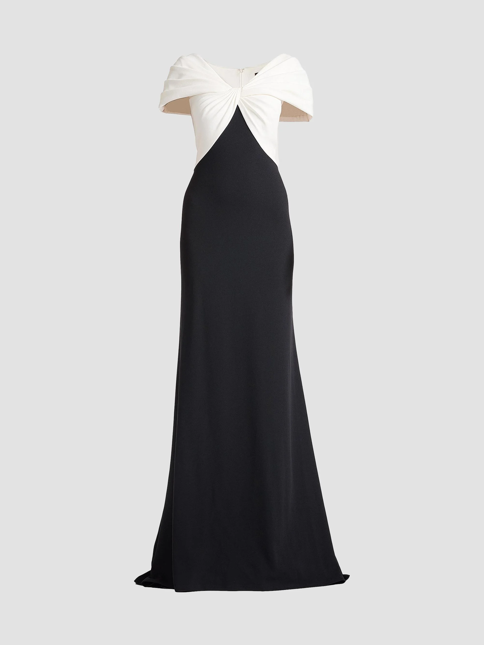 Women's Twist-Front Short-Sleeve Gown - Ivory Black - 1