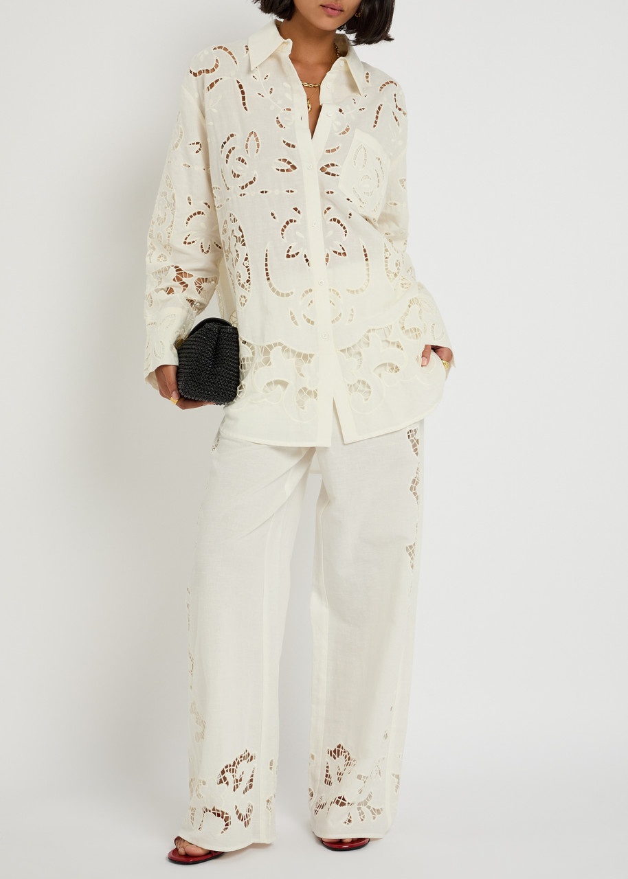 Alice + Olivia Finley Embroidered Cotton-blend Shirt - 4
