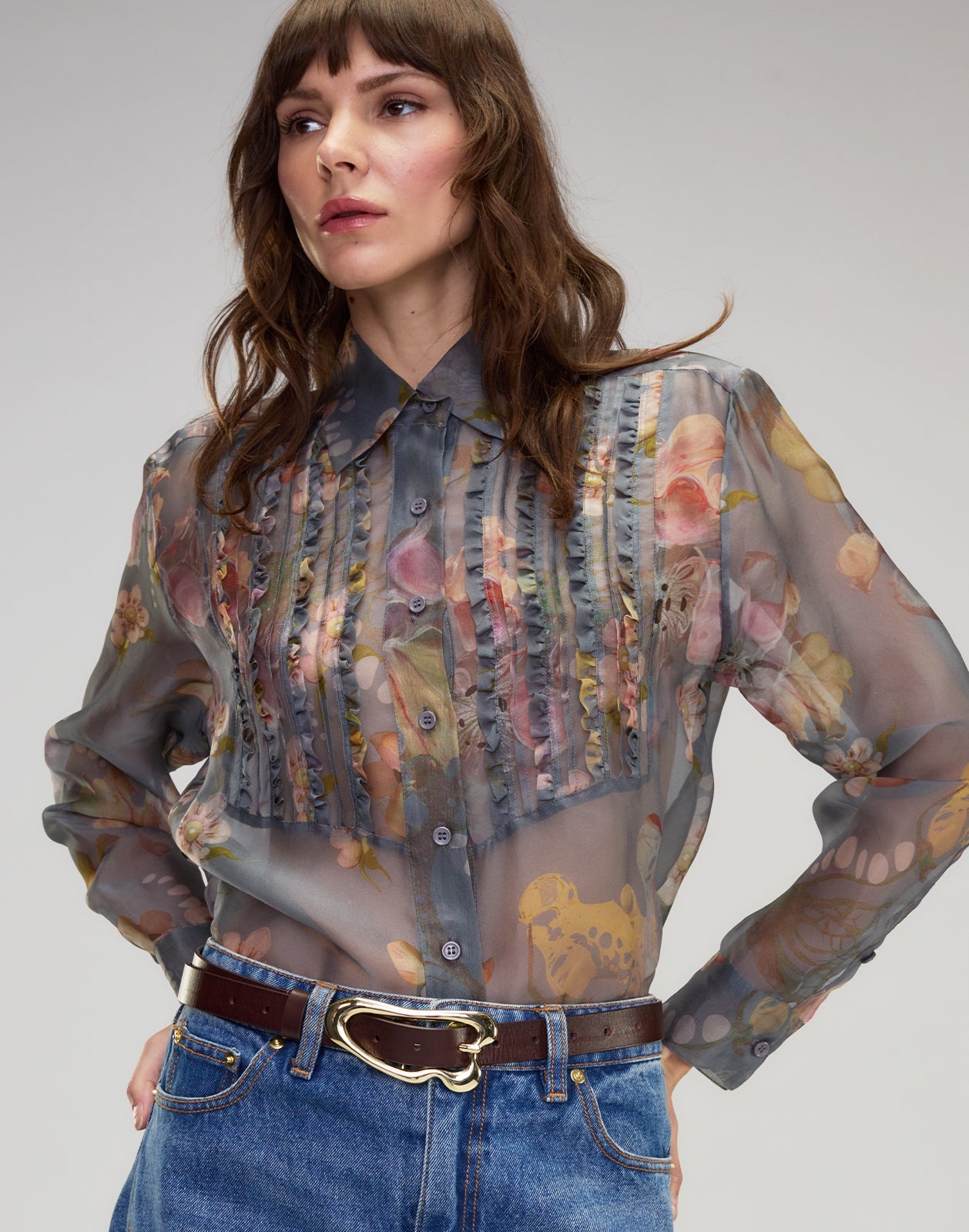 Claude Silk Organza Tuxedo Shirt - 3