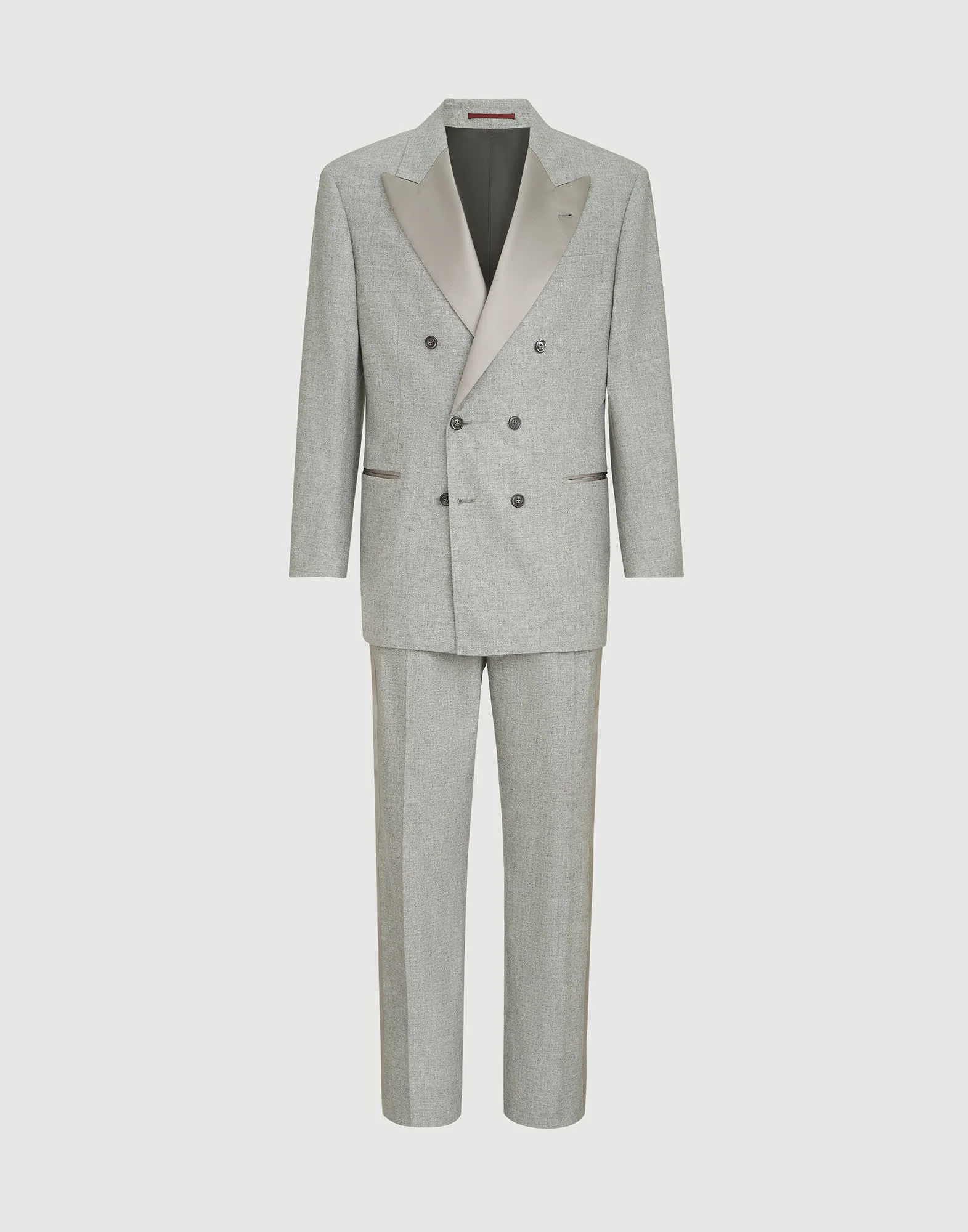 Cashmere and silk lightweight flannel tuxedo: one-and-a-half breasted jacket and trousers with doubl - 1