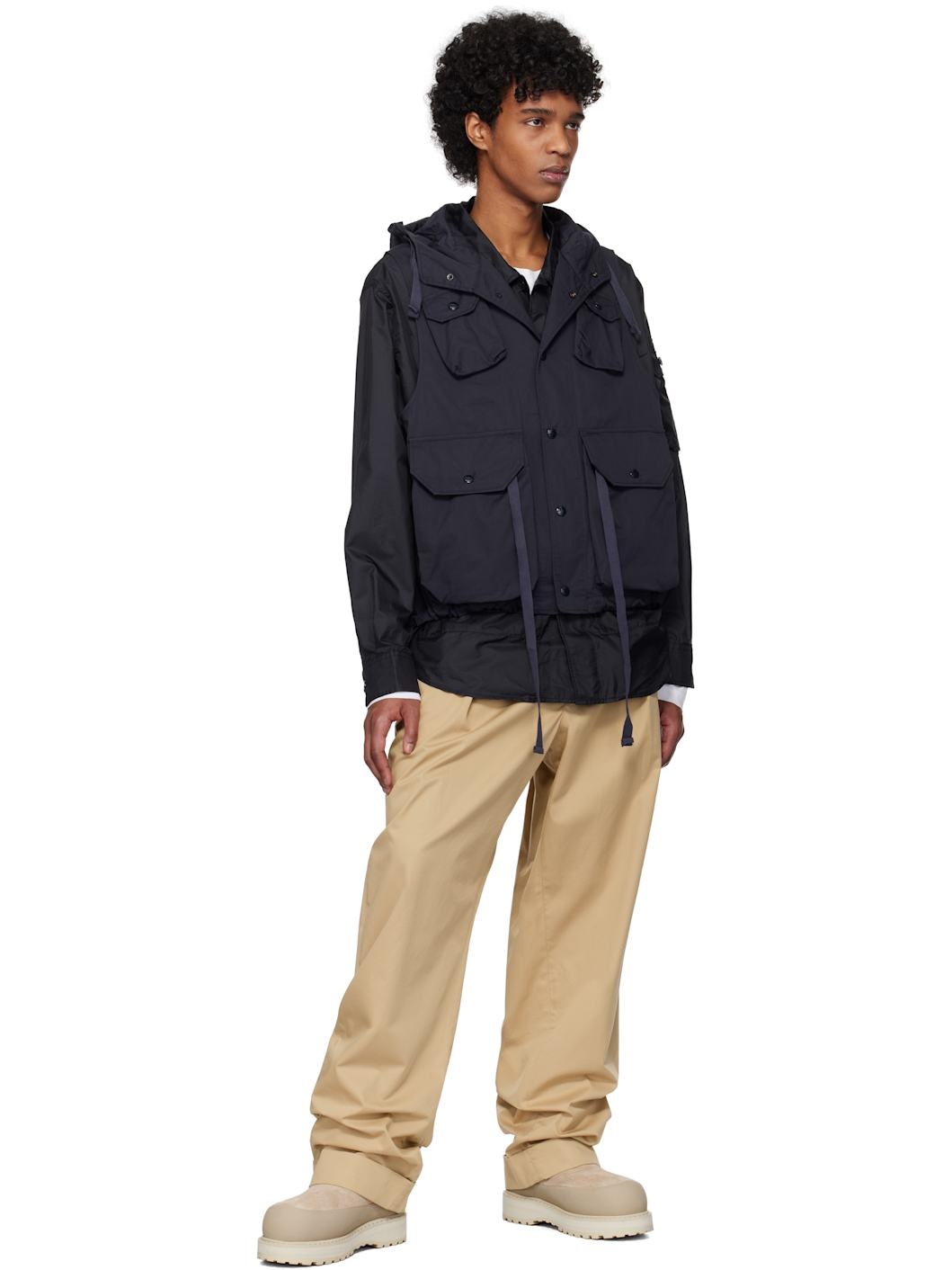 Engineered Garments リバーシブル 4WAY VEST Herringbone Coverall V Vest Works Blue – Reworked 348