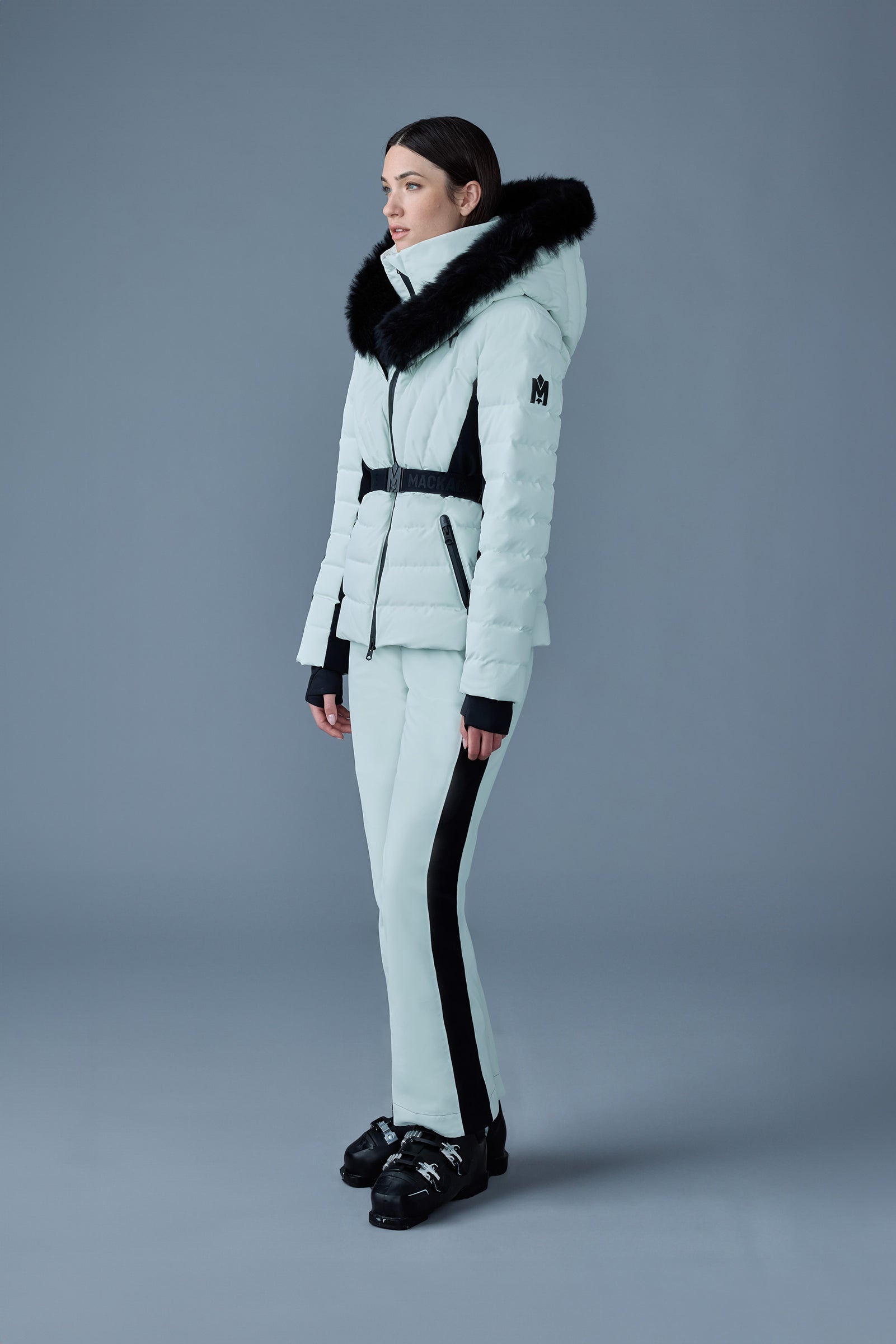 ELITA Down ski jacket with removable blue fox fur trim - 3