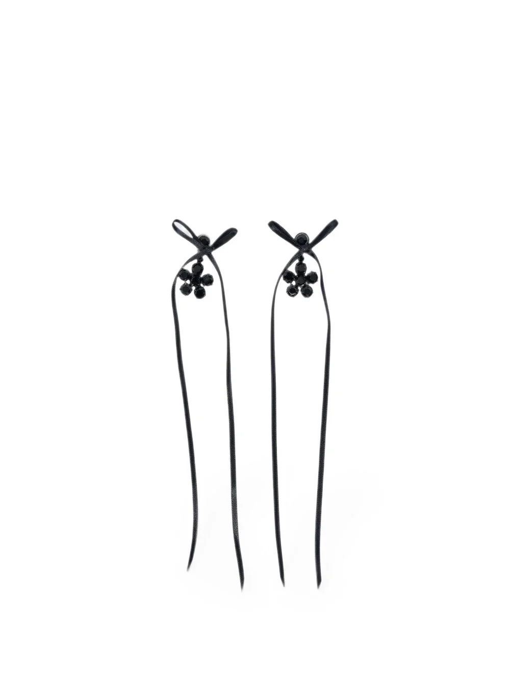 crystal-embellished ribbon earrings - 1