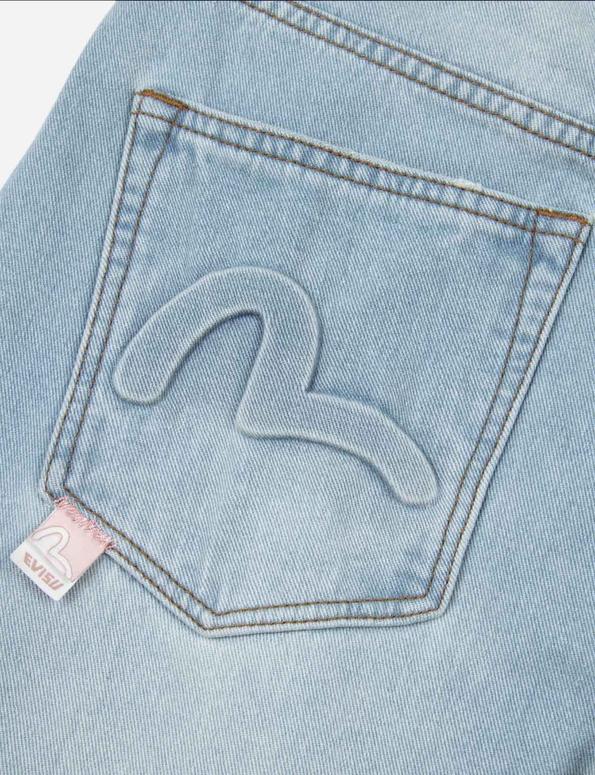 SEAGULL EMBOSSED BAGGY JEANS - 6