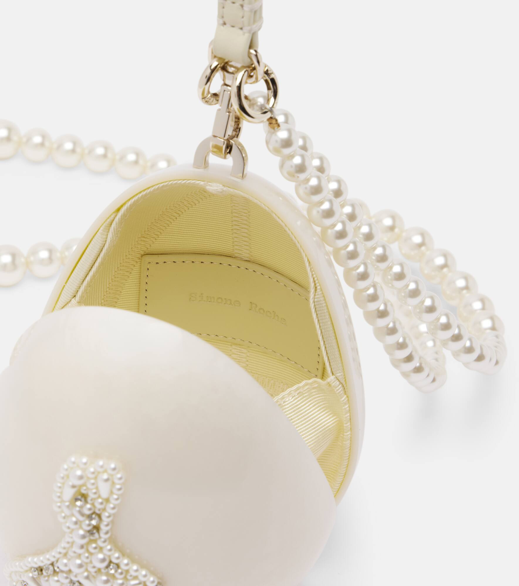 Egg leather-trimmed embellished clutch - 3