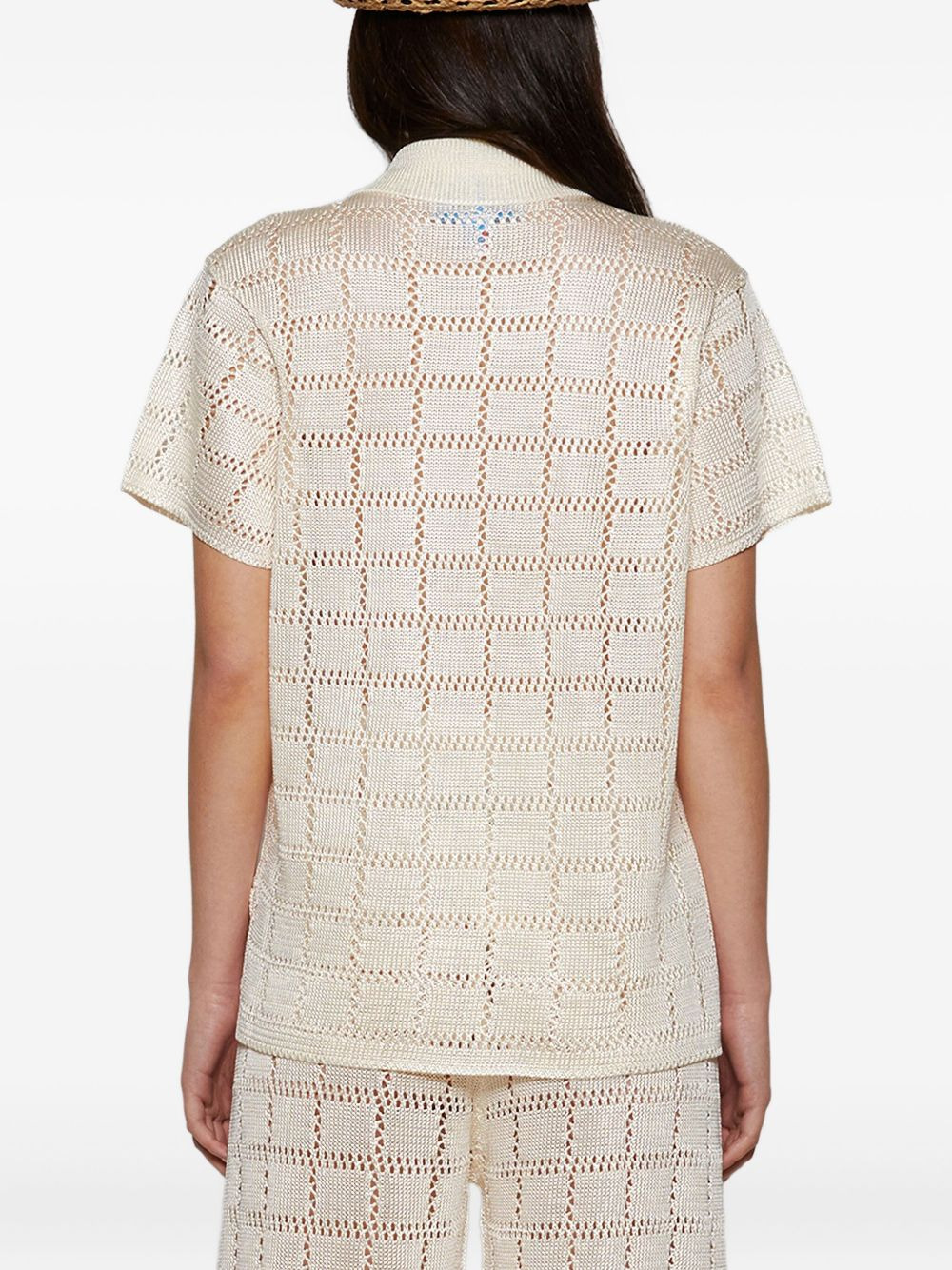 grid-pattern short-sleeve shirt - 5