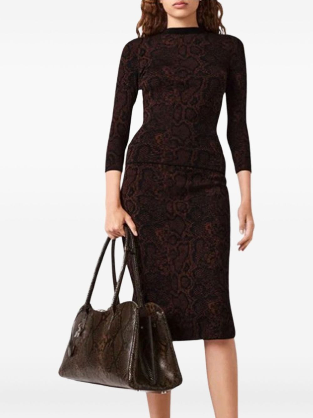 snakeskin-print pencil midi skirt - 2