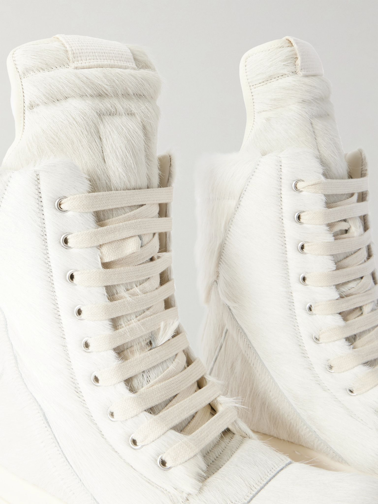 Mega Geobasket Calf Hair High-Top Sneakers Cream - 5