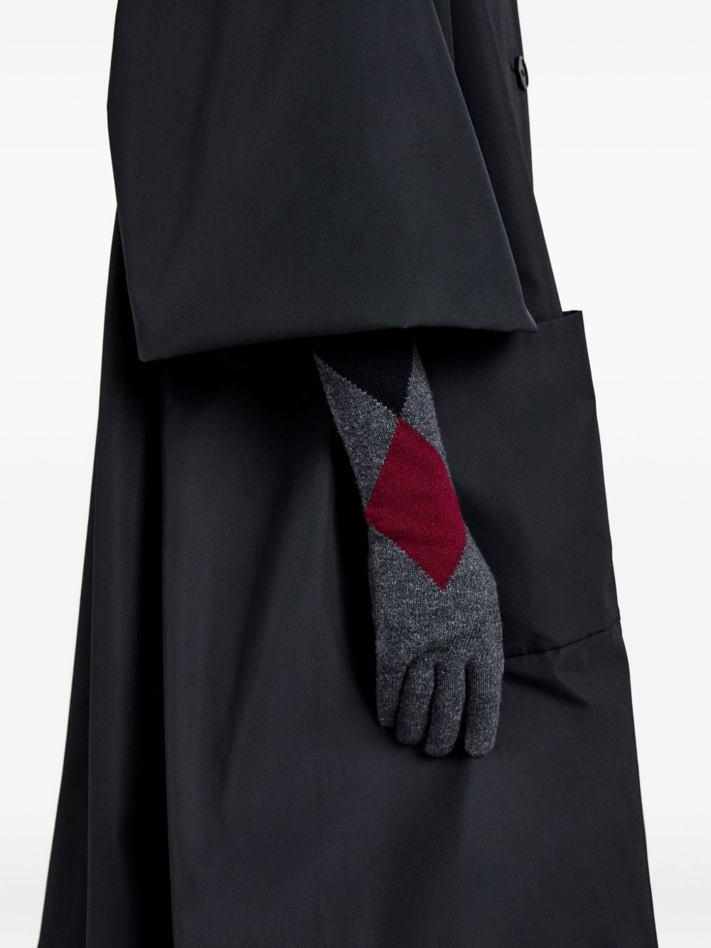 argyle-pattern long gloves - 3