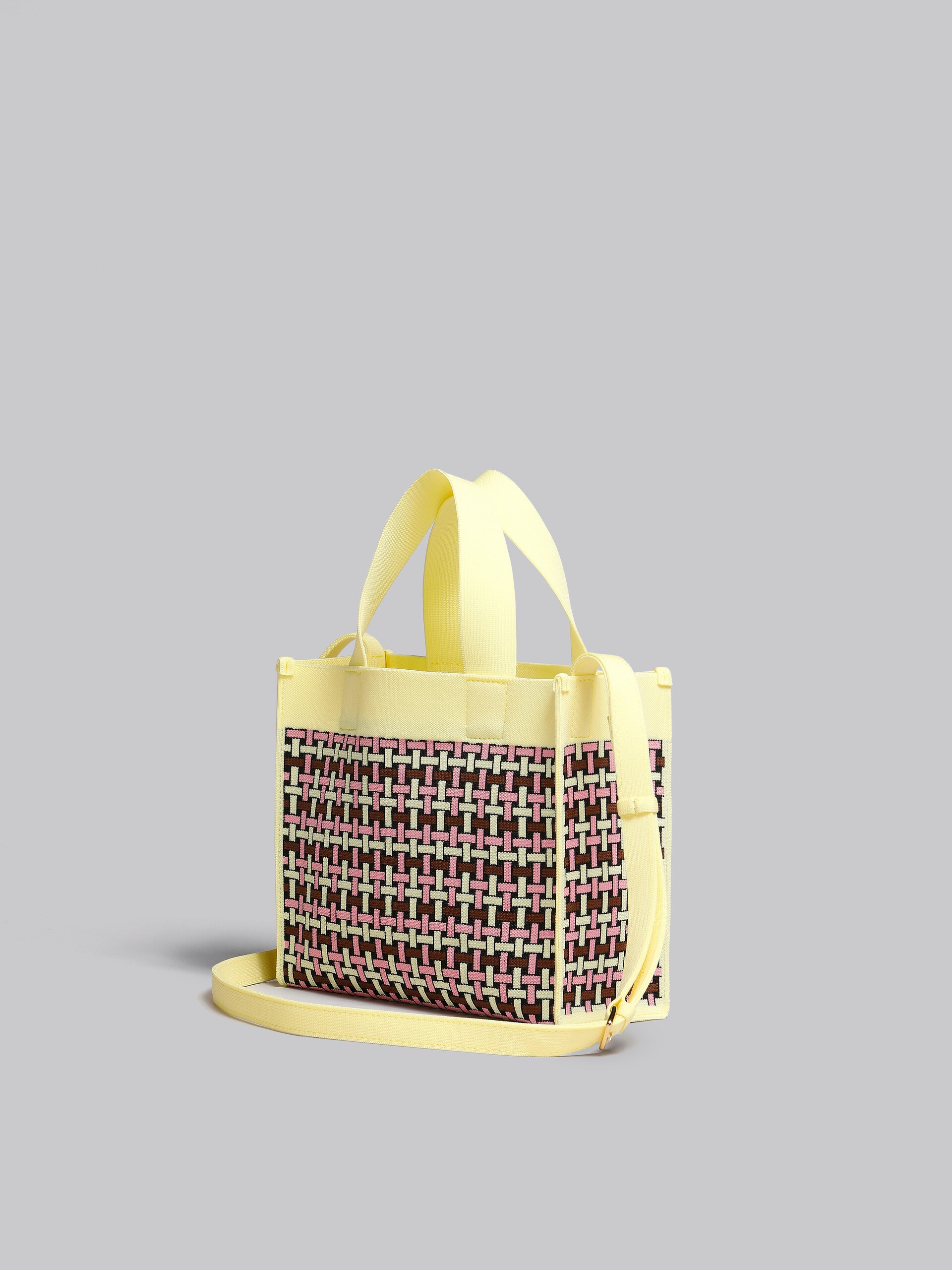 LIGHT YELLOW BROWN AND PINK JACQUARD SHOPPER - 3