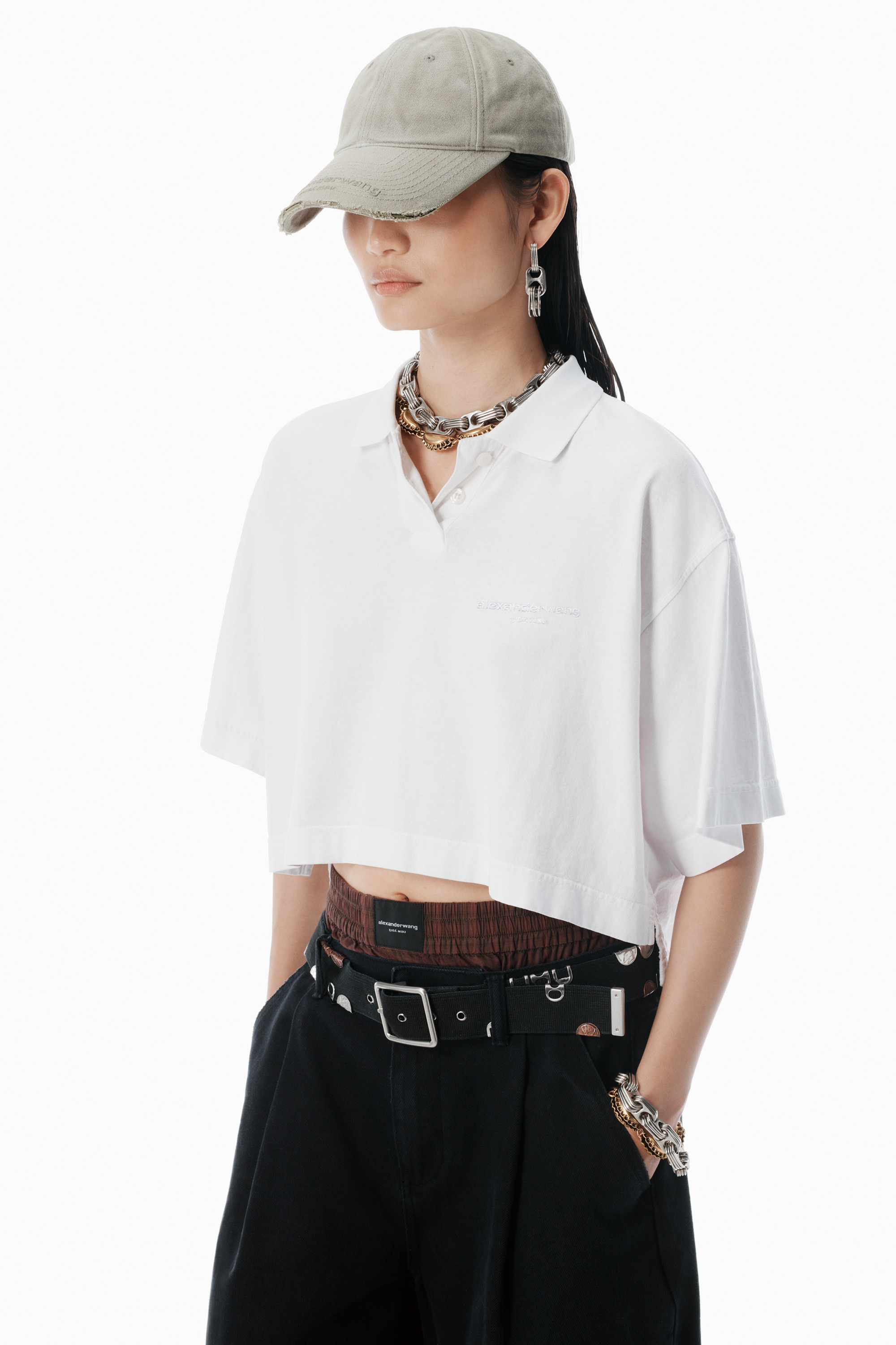 White Logo Cropped Jersey Tee - 3