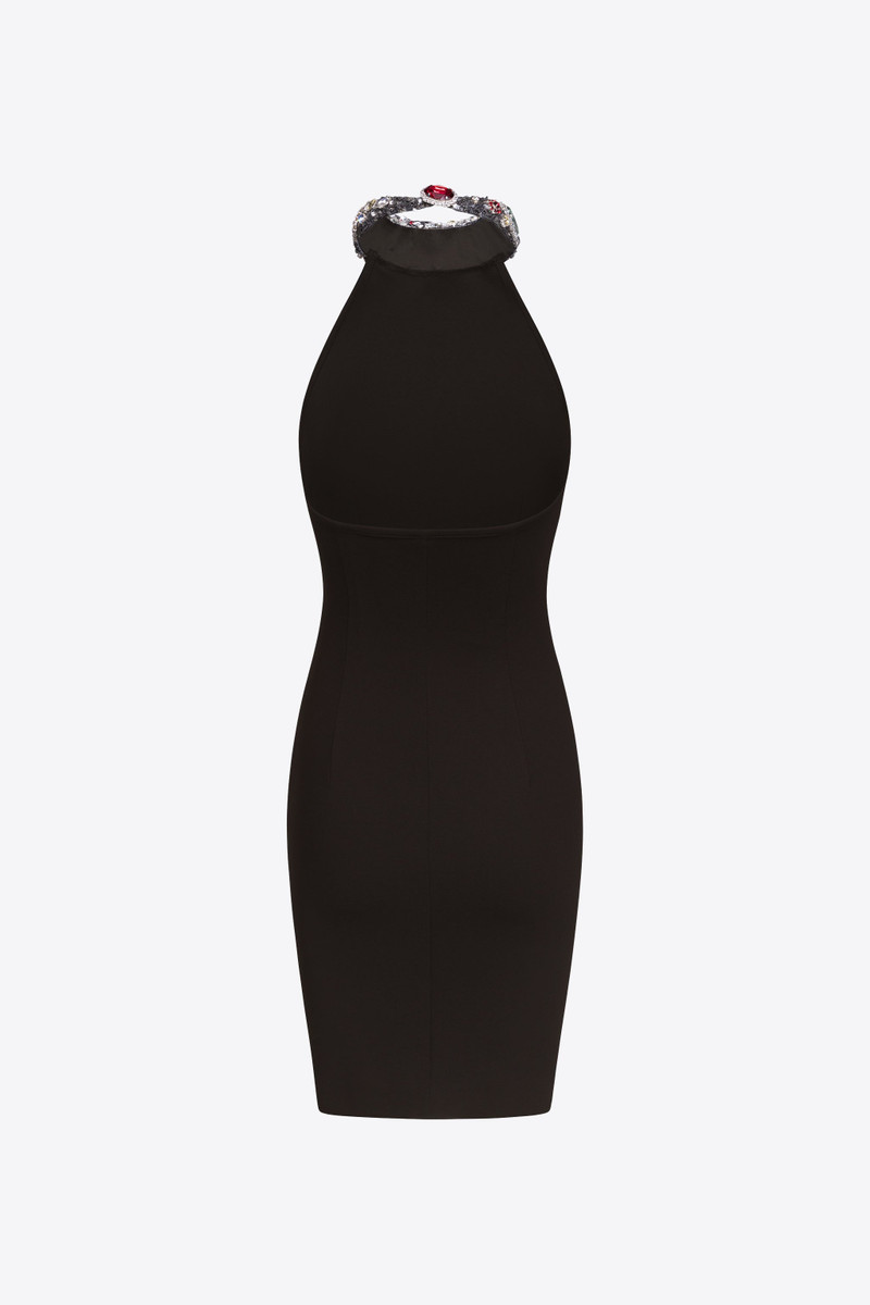AREA CRYSTAL GEMSTONE CLUSTER HALTER MINI DRESS outlook