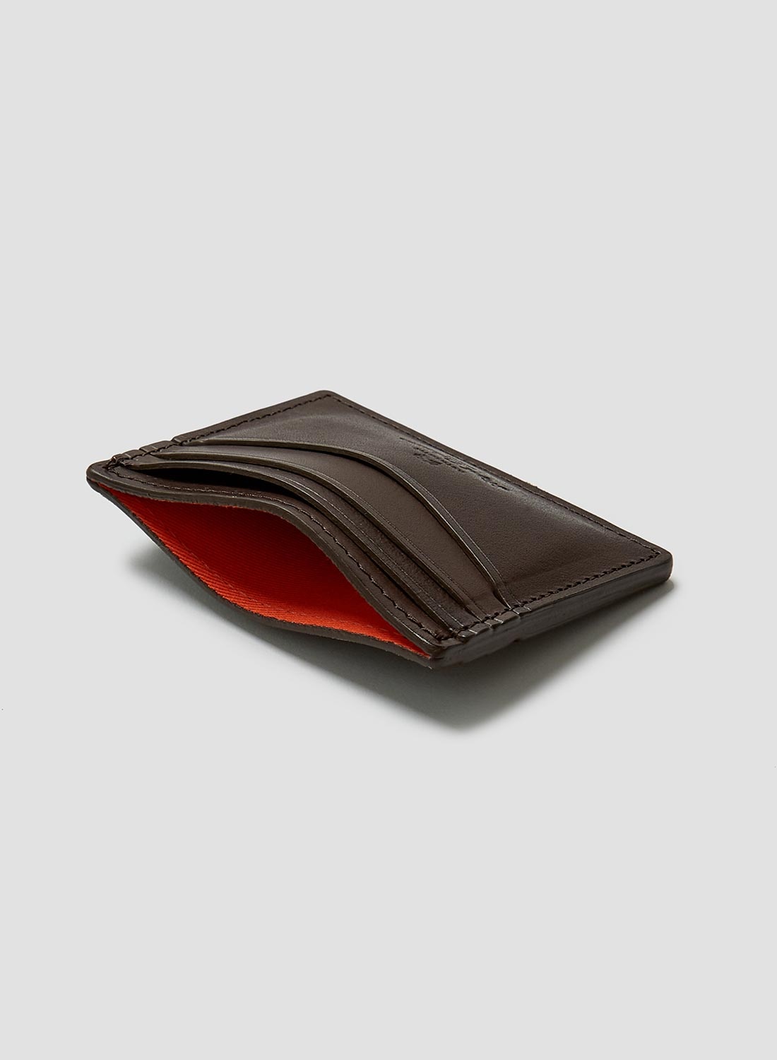 Leather Card Case In Dark Brown - 4