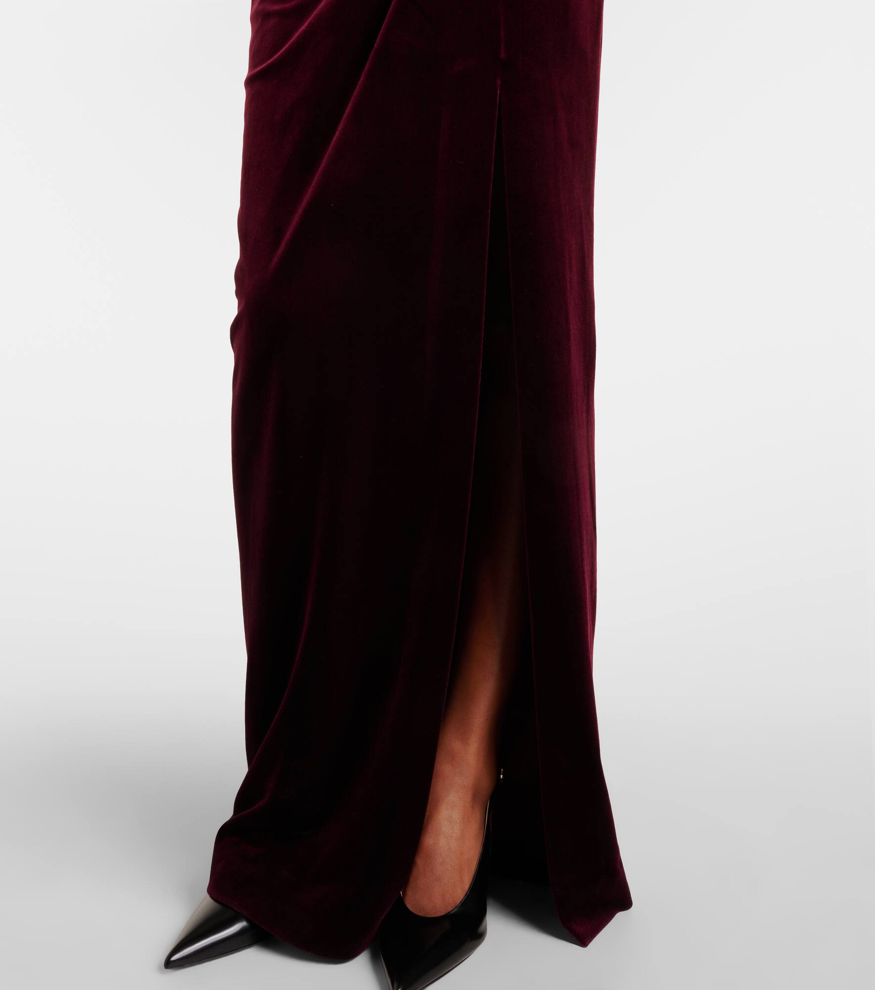 Cutout embellished strapless velvet gown - 6