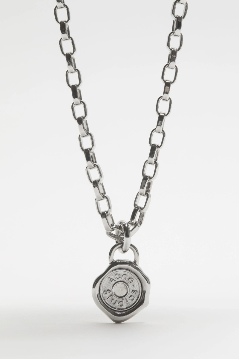 Acne Studios Logo stamp pendant necklace - Silver outlook