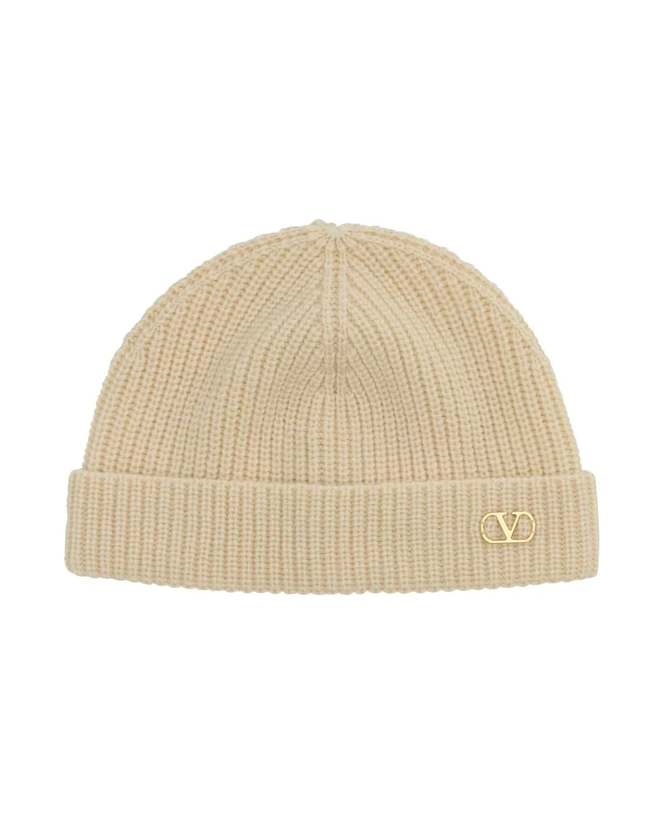 Sand Cashmere Beanie Hat - 1