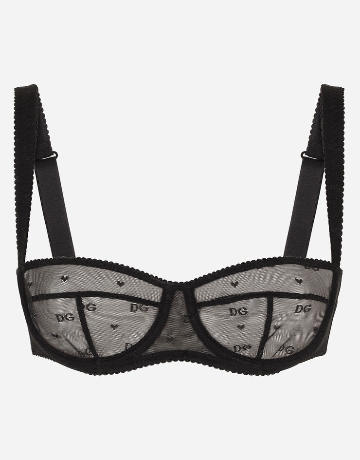 Jacquard tulle balconette bra - 1