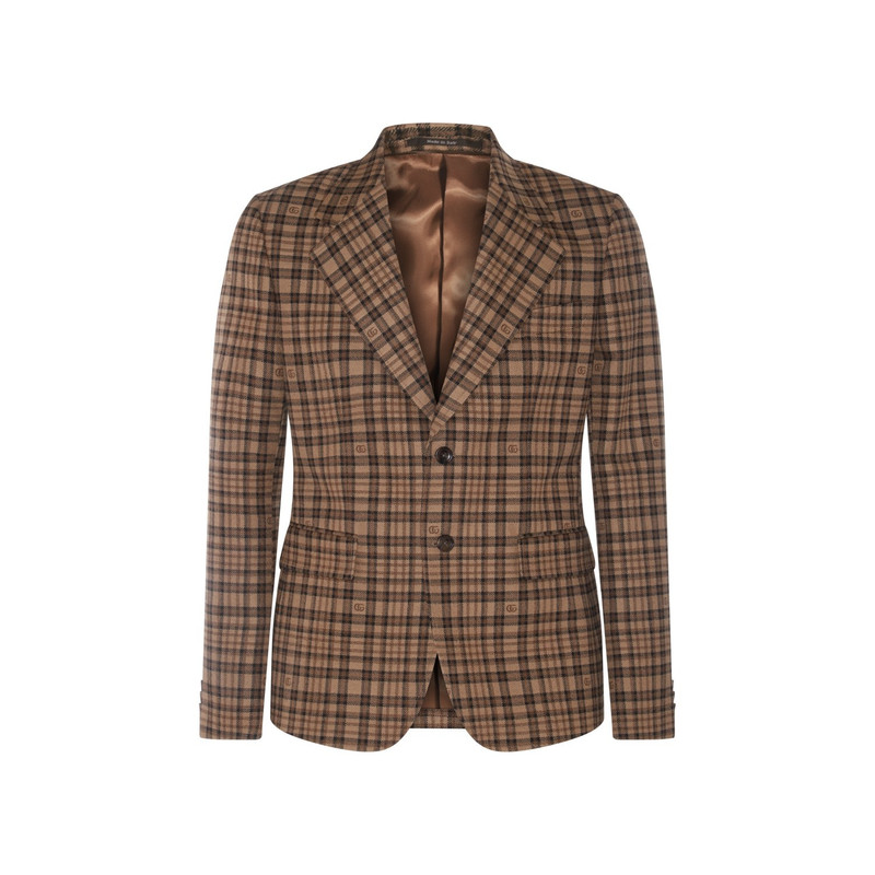 GUCCI Double G-logo check-pattern blazer outlook